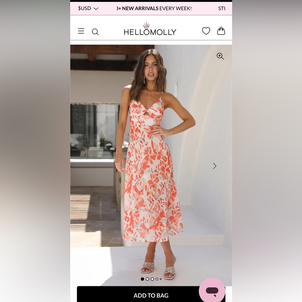 Hello Molly Vacay Vibe Midi Dress Orange Size XS